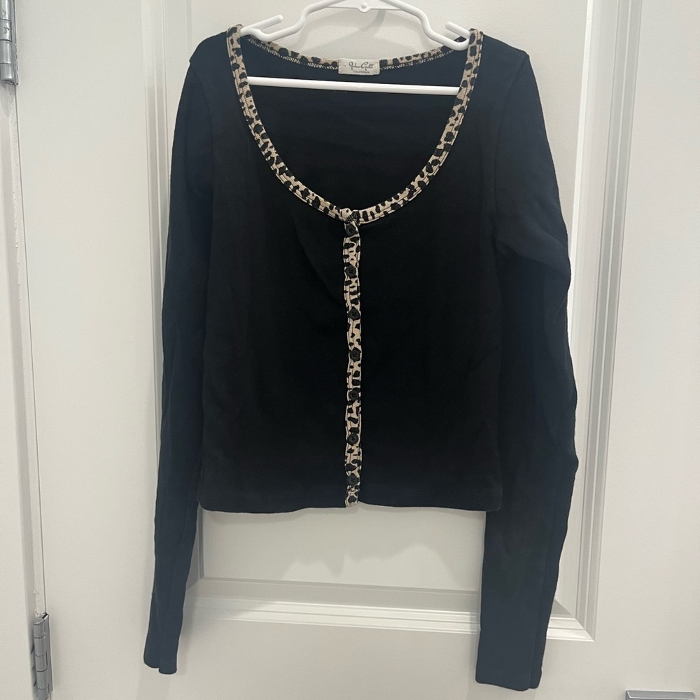 Brandy Melville Black Long Sleeve Buttoned Blouse